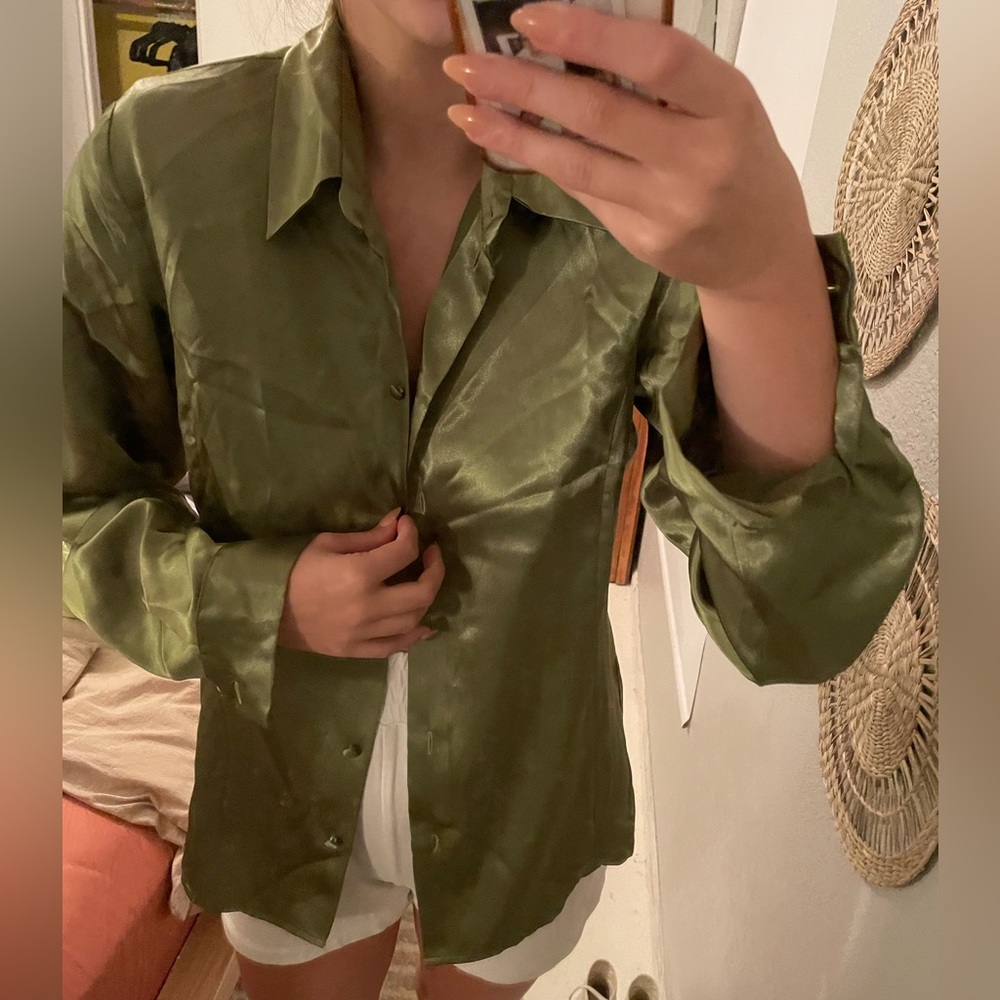 Satin Button Down - image 6